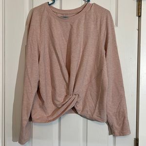 LuLuLemon pale pink heather crop front knotted pullover